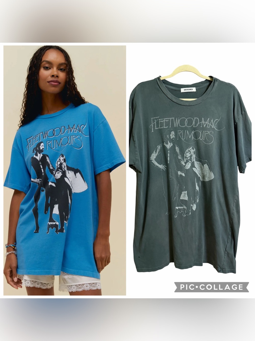 Daydreamer Free People Collaboration Fleetwood Mac Grey Faded Vintage Style Tee